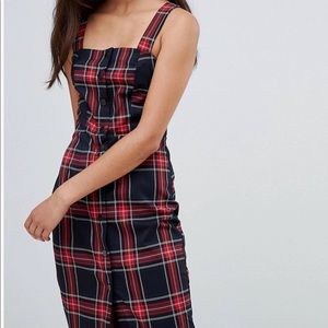 Bershka Midi Dress plaid button up